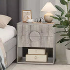 Density Board Bedside Table with Wave Pattern, Durable Construction, Modern Design, Space-Saving, Easy Assembly
