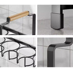 Organisateur et support de bouteilles d'eau, support de rangement double couche pour bouteilles d'eau en acier au carbone, égouttoir à tasses avec plateau pour comptoirs de cuisine et placards.