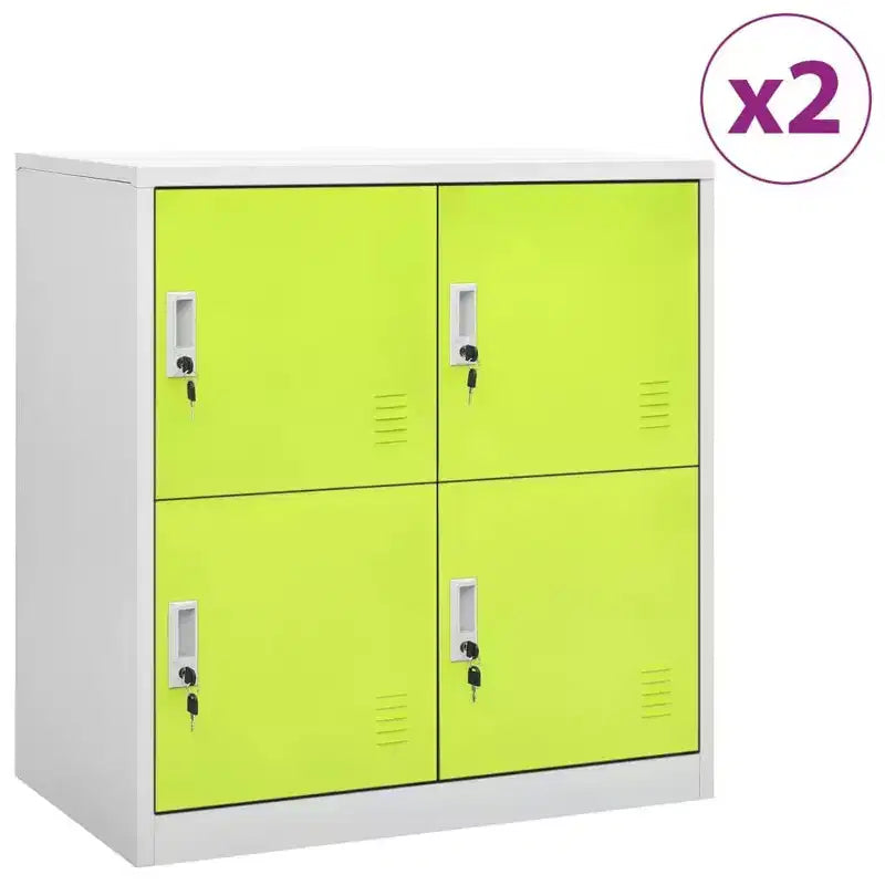 Meuble Vestiaire, Lot de 2 en Acier Gris Clair et Vert
