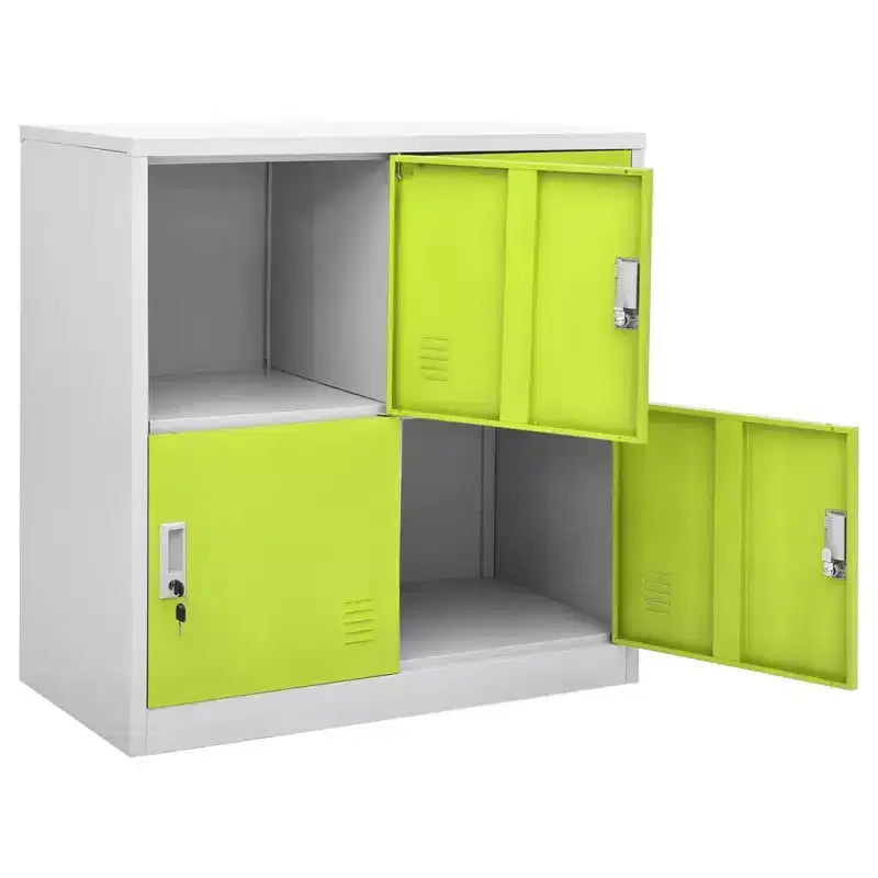 Meuble Vestiaire, Lot de 2 en Acier Gris Clair et Vert