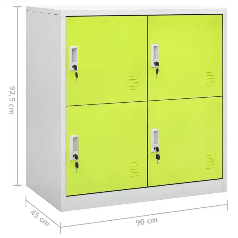Meuble Vestiaire, Lot de 2 en Acier Gris Clair et Vert