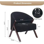 Fauteuil d'appoint Mid-Century, velours Teddy, lin, cuir PU avec cadre en bois 1 pièce