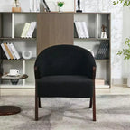 Fauteuil d'appoint Mid-Century, velours Teddy, lin, cuir PU avec cadre en bois 1 pièce