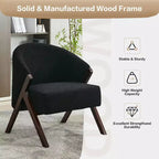 Fauteuil d'appoint Mid-Century, velours Teddy, lin, cuir PU avec cadre en bois 1 pièce