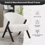Fauteuil d'appoint Mid-Century, velours Teddy, lin, cuir PU avec cadre en bois 1 pièce