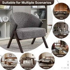 Fauteuil d'appoint Mid-Century, velours Teddy, lin, cuir PU avec cadre en bois 1 pièce