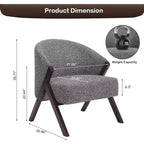 Fauteuil d'appoint Mid-Century, velours Teddy, lin, cuir PU avec cadre en bois 1 pièce