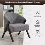 Fauteuil d'appoint Mid-Century, velours Teddy, lin, cuir PU avec cadre en bois 1 pièce