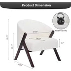 Fauteuil d'appoint Mid-Century, velours Teddy, lin, cuir PU avec cadre en bois 1 pièce