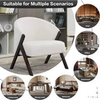 Fauteuil d'appoint Mid-Century, velours Teddy, lin, cuir PU avec cadre en bois 1 pièce