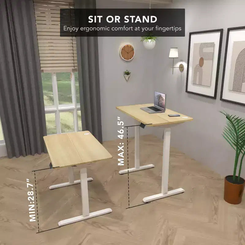 Bureau électrique compact assis-debout avec plateau de 48 pouces