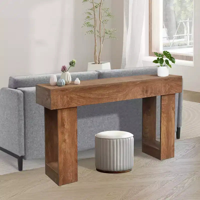 Console longue de 63 pouces, table de canapé rectangulaire en bois derrière le canapé, table d'entrée de ferme, pour entrée, couloir, salon et hall
