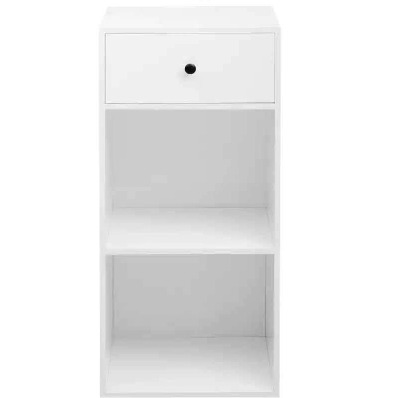 Meuble de rangement blanc au design simple avec tiroirs, buffet, meuble pour salon, salle à manger, chambre à coucher