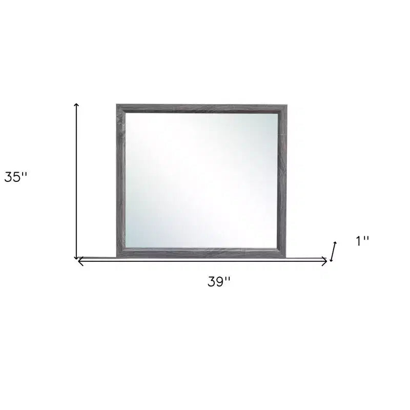 Miroir d'appoint encadré en bois gris foncé 35