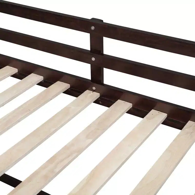 Lit mezzanine bas avec bureau roulant et étagères de rangement, lits superposés en bois de taille double avec 2 tiroirs et tableau noir pour enfants