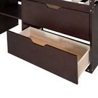 Lit mezzanine bas avec bureau roulant et étagères de rangement, lits superposés en bois de taille double avec 2 tiroirs et tableau noir pour enfants