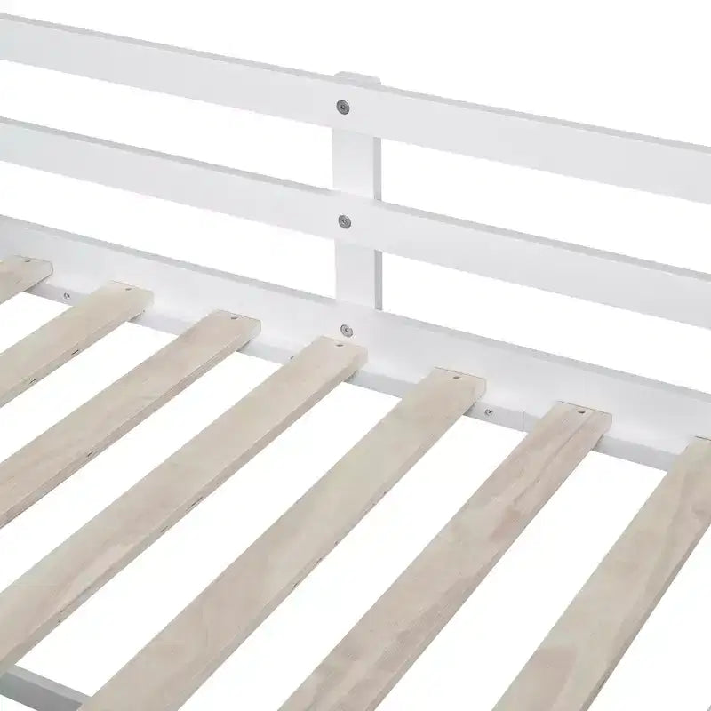Lit mezzanine bas avec bureau roulant et étagères de rangement, lits superposés en bois de taille double avec 2 tiroirs et tableau noir pour enfants