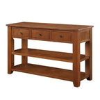 Console en bois massif de 122 cm avec 3 tiroirs de rangement, style moderne