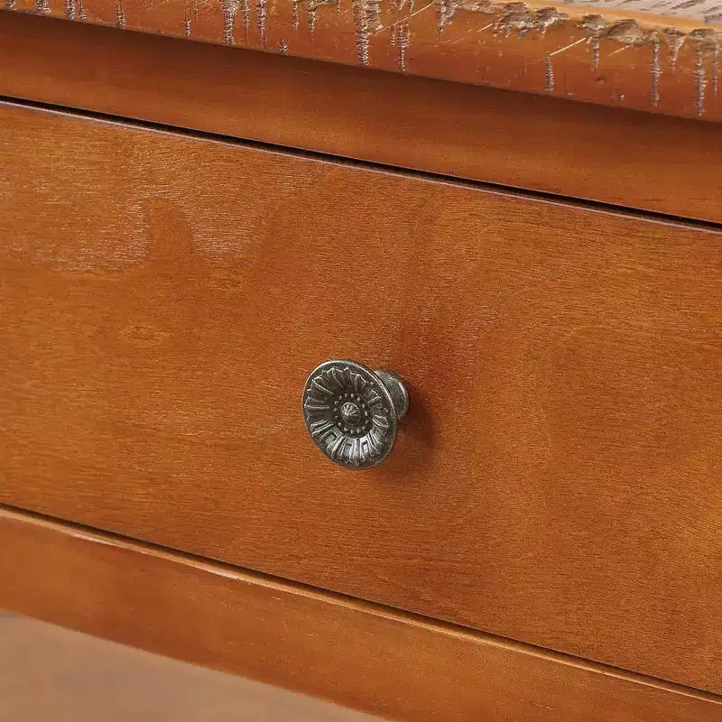 Console en bois massif de 122 cm avec 3 tiroirs de rangement, style moderne