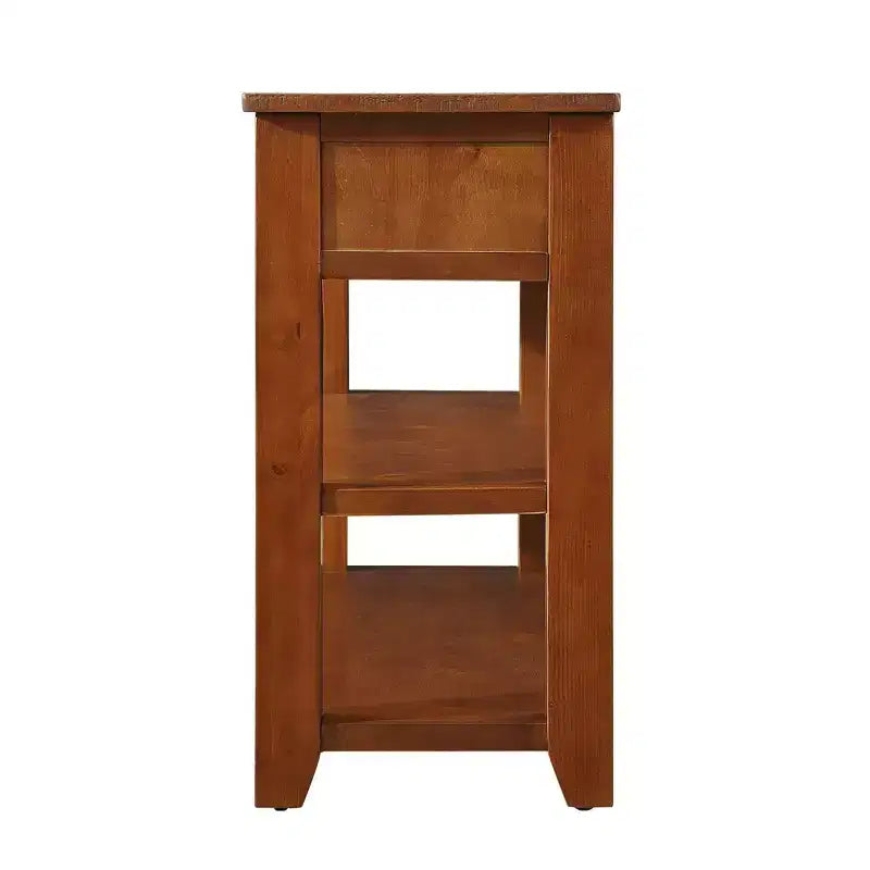 Console en bois massif de 122 cm avec 3 tiroirs de rangement, style moderne