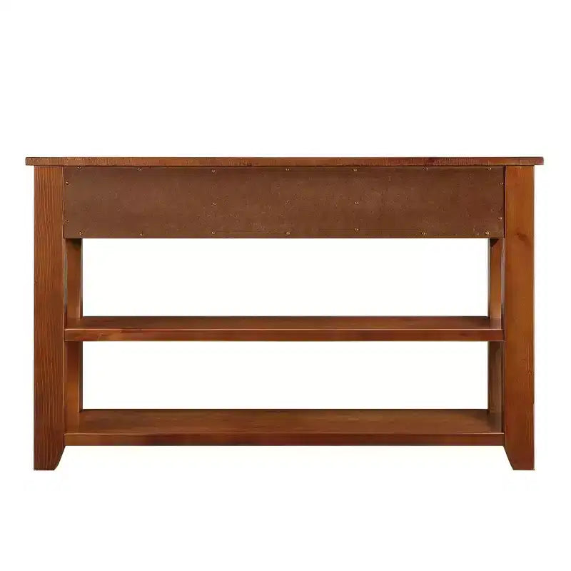 Console en bois massif de 122 cm avec 3 tiroirs de rangement, style moderne
