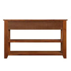 Console en bois massif de 122 cm avec 3 tiroirs de rangement, style moderne