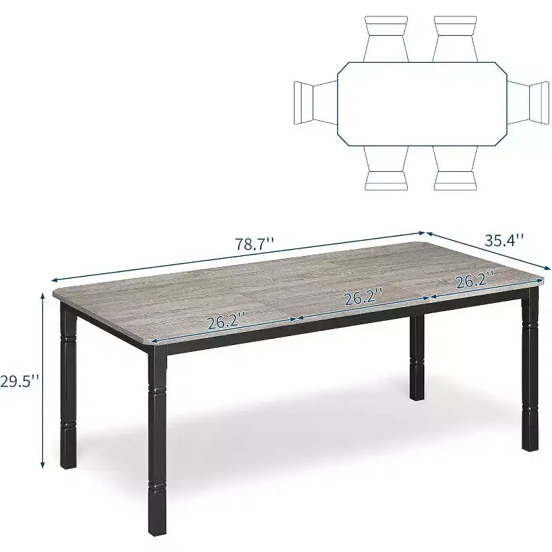 Table de salle à manger rectangulaire 79 po, 6 à 8 places