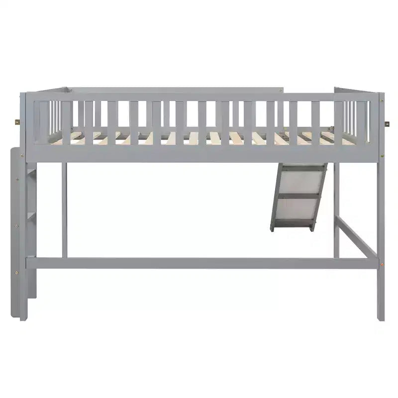 Lit mezzanine bas avec toboggan, Cadre de lit mezzanine en bois pour enfants avec barrière de sécurité haute pour filles et garçons