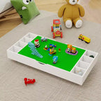 Table de jeu et organisateur de jouets 2 en 1 compatible avec les Lego, pour rangement sous le lit ou le canapé - Blanc (38 x 18,7 x 5,9)