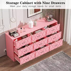 Commode à 9 tiroirs, Meuble de rangement moderne en bois, Commode support TV, Organisateur de tiroirs en bois avec prise de courant pour chambre à coucher, salon