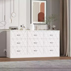 Commode à 9 tiroirs, Meuble de rangement moderne en bois, Commode support TV, Organisateur de tiroirs en bois avec prise de courant pour chambre à coucher, salon