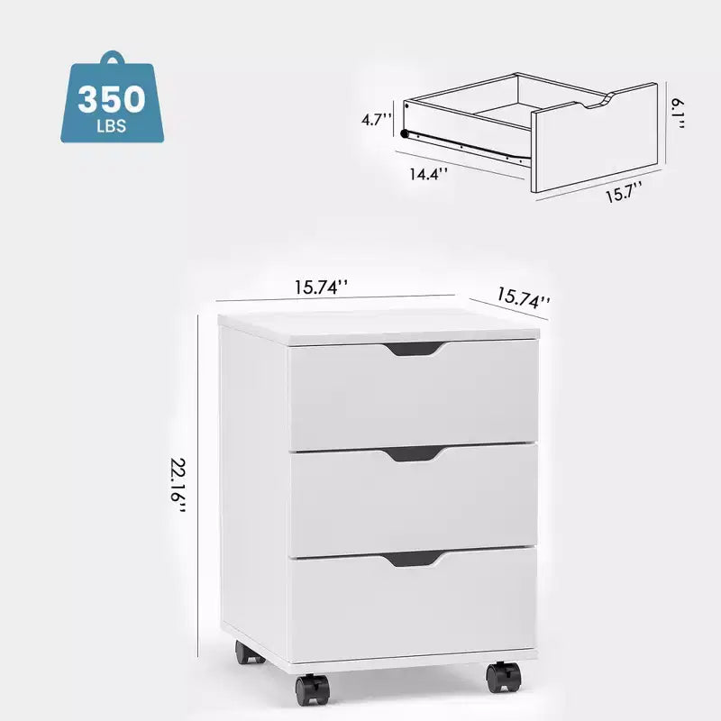 Classeur vertical en bois à 3 tiroirs
