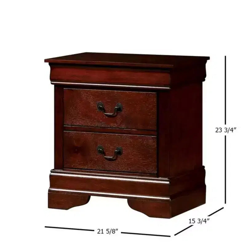 Table de chevet en bois expresso traditionnel à 2 tiroirs