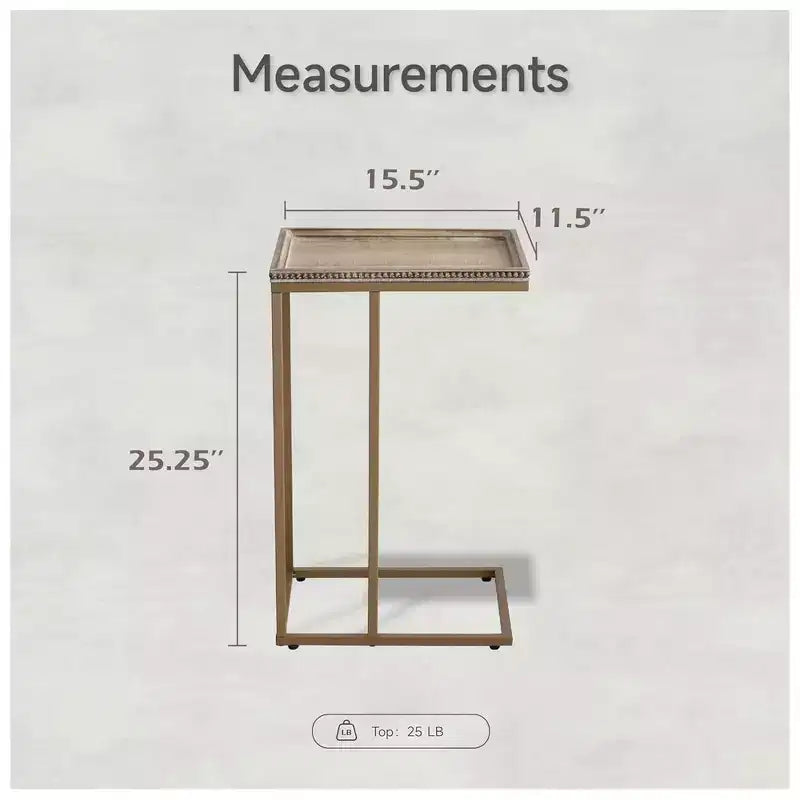 Table d'appoint de bout de canapé de ferme C, meuble d'appoint avec plateau tressé en rotin