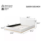 Cadre de lit élégant en velours, lit plateforme Queen/King Size pour chambre à coucher, blanc - ModernLuxe