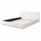 Cadre de lit élégant en velours, lit plateforme Queen/King Size pour chambre à coucher, blanc - ModernLuxe