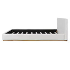 Cadre de lit élégant en velours, lit plateforme Queen/King Size pour chambre à coucher, blanc - ModernLuxe