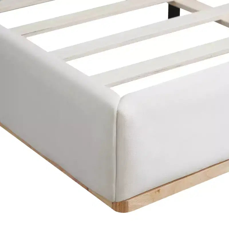 Cadre de lit élégant en velours, lit plateforme Queen/King Size pour chambre à coucher, blanc - ModernLuxe