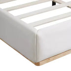 Cadre de lit élégant en velours, lit plateforme Queen/King Size pour chambre à coucher, blanc - ModernLuxe