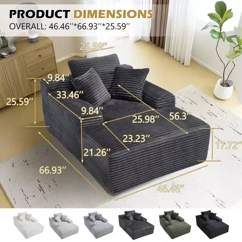 Canapé-futon de sol en velours surdimensionné moderne