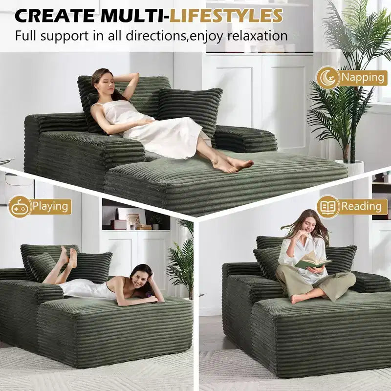 Canapé-futon de sol en velours surdimensionné moderne
