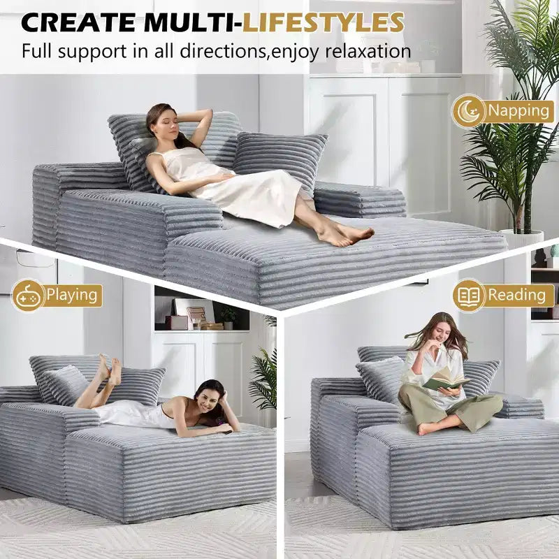 Canapé-futon de sol en velours surdimensionné moderne