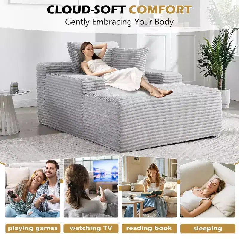 Canapé-futon de sol en velours surdimensionné moderne