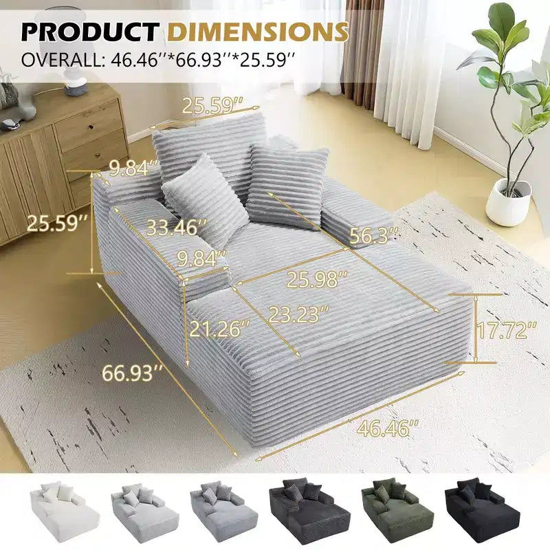 Canapé-futon de sol en velours surdimensionné moderne