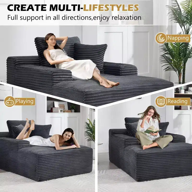 Canapé-futon de sol en velours surdimensionné moderne