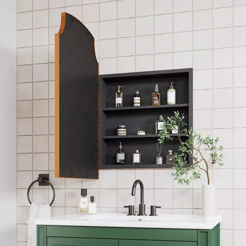 Armoire à pharmacie de salle de bain dorée de style rustique 29,9 H x 19,7 W