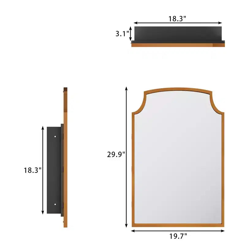 Armoire à pharmacie de salle de bain dorée de style rustique 29,9 H x 19,7 W