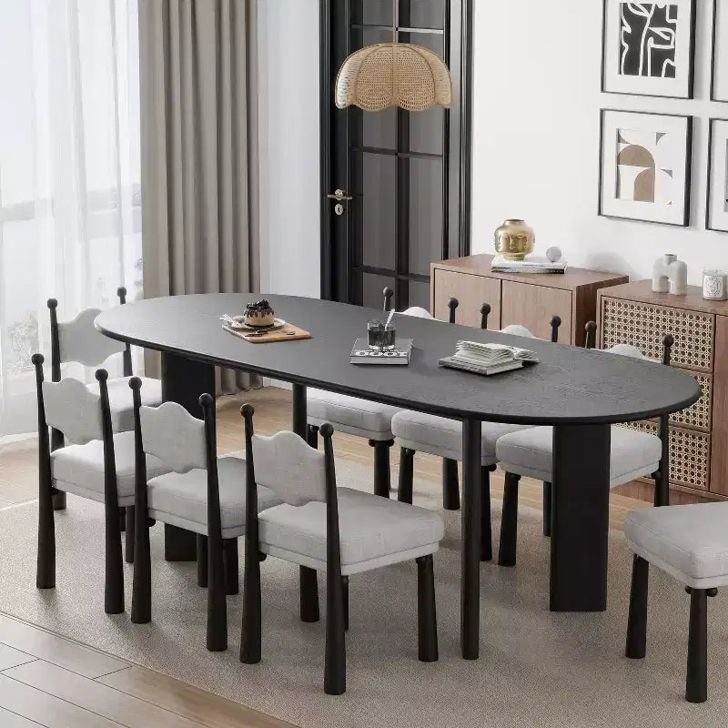 Table à manger ovale incurvée 79 po pour 6-8 personnes