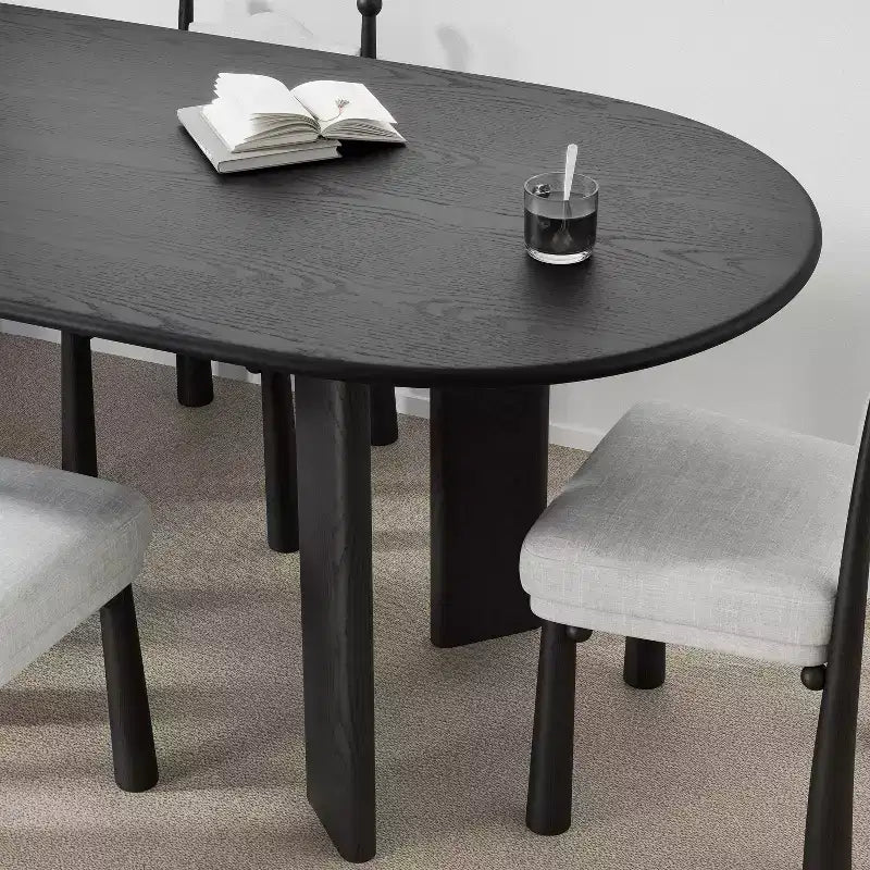 Table à manger ovale incurvée 79 po pour 6-8 personnes