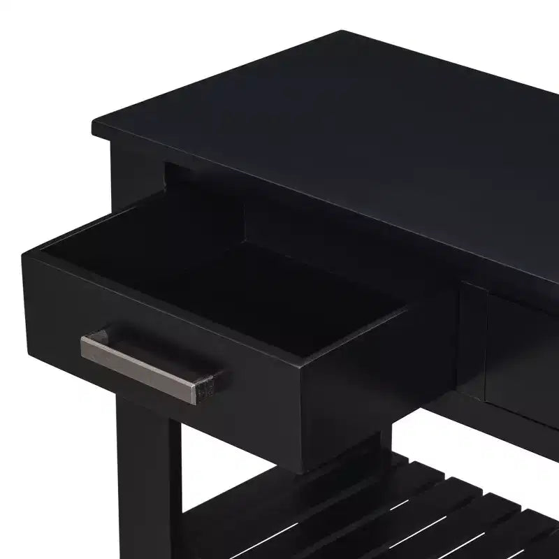 Table de chevet en bois expresso traditionnel à 2 tiroirs